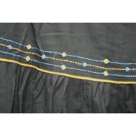 VTG Gypsy Pier 1 Global Boho Hippie Tiered Maxi Skirt Black Cotton Embroidered - Picture 3 of 7